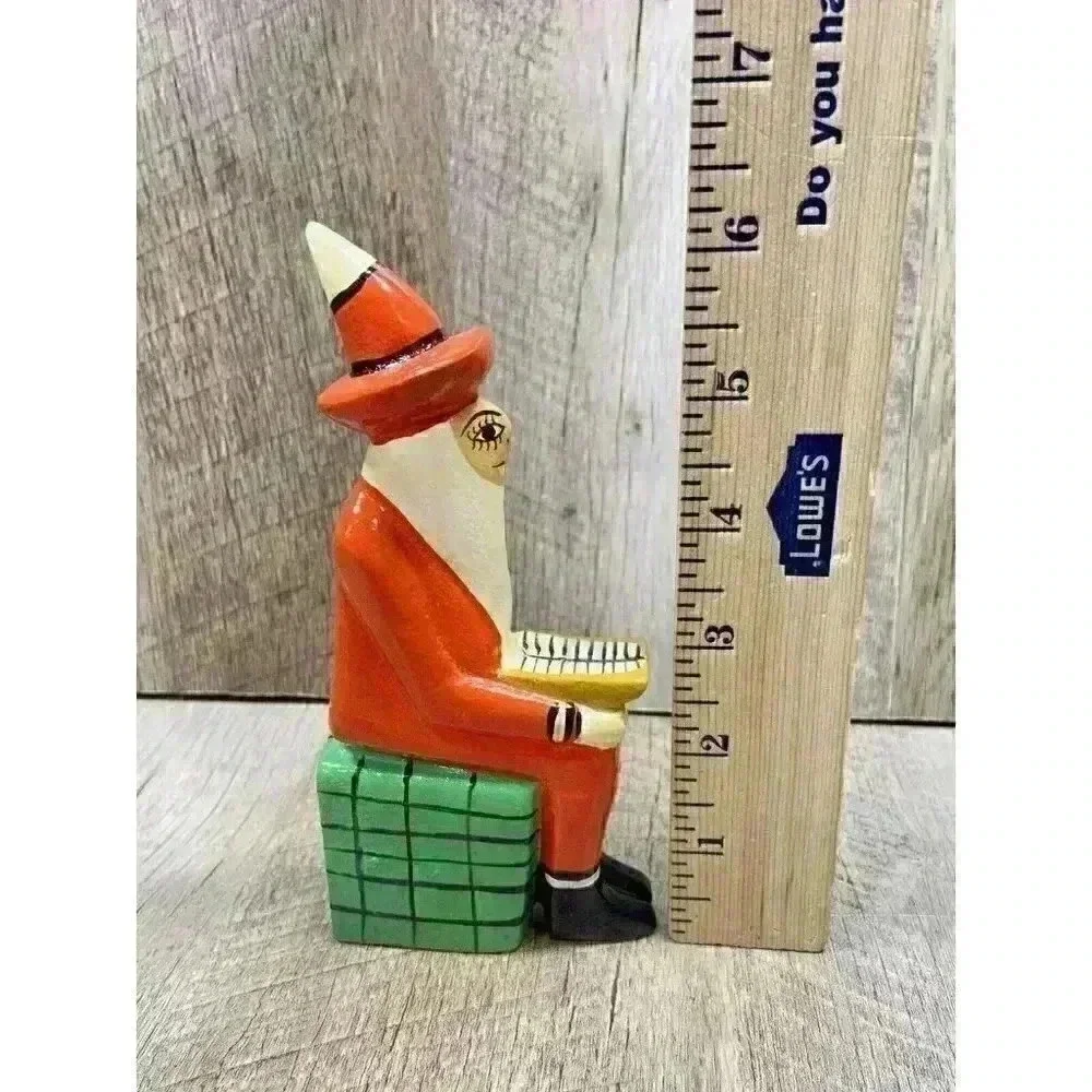 Handmade Wooden Santa Figure Present Carved Folk Art Yvens Leger Made In Haiti